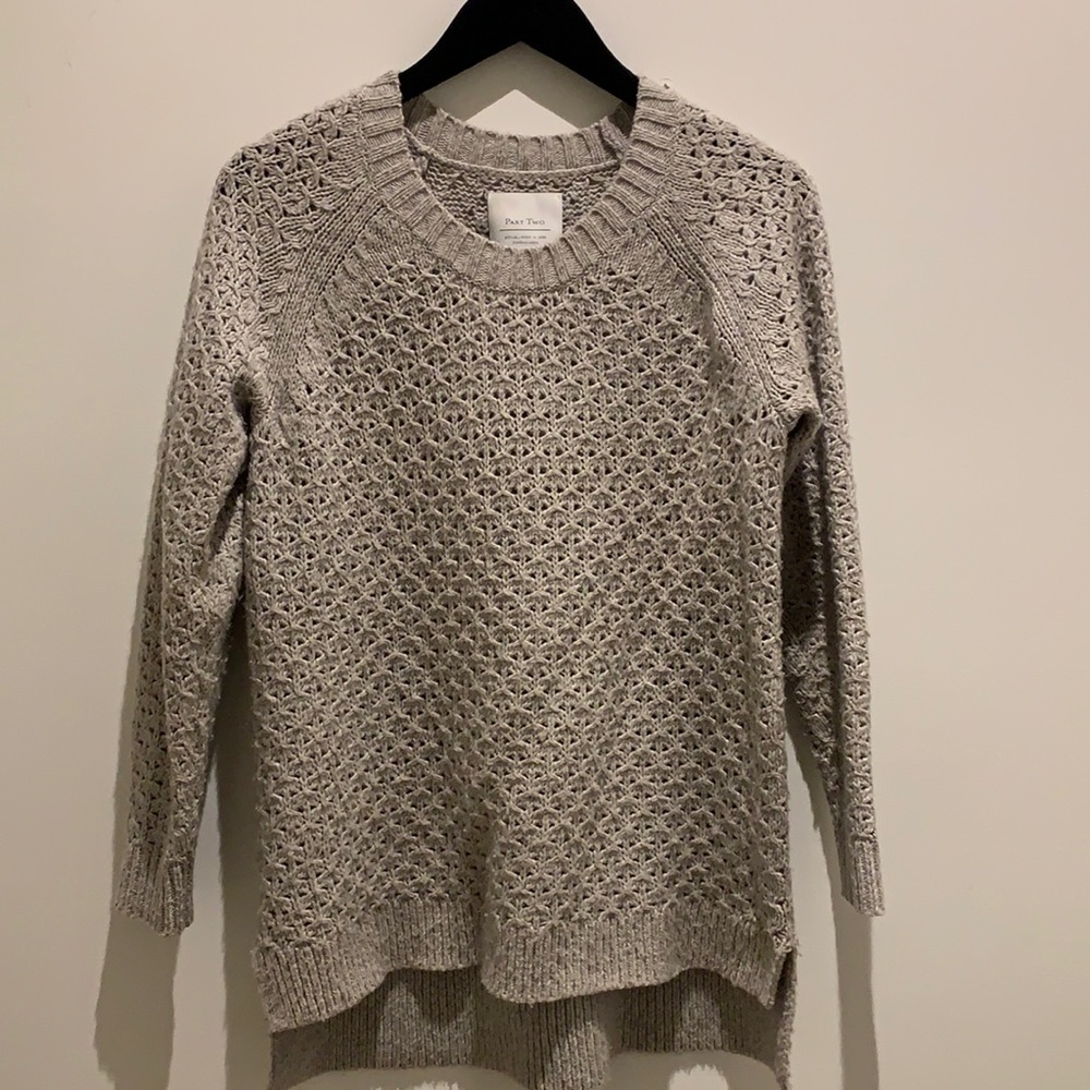 Part two gorgeous knit sweater , fabric content ?? mix of cashmere